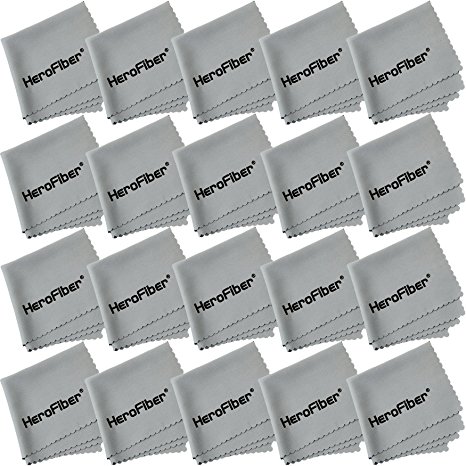HeroFiber Ultra Gentle Cleaning Cloth for Cameras, Lenses, Smart Phones, Tablets, Gems and all other delicate items (Gray) - 20 Pack