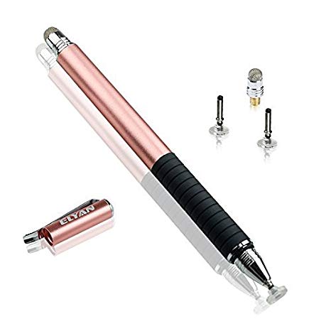 ELYAN Capacitive Stylus Pen,Disc Tip & Fiber Tip 2in1 Series, High Sensitivity & Precision styli Pens, Universal for Tablet and Touch Screens Devices (Rose Gold)