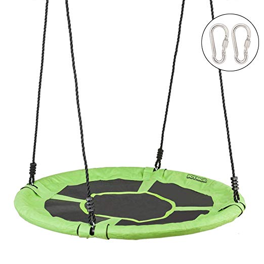 JOYMOR 40 Inch Diameter Round Oxford Detachable Swing with Adjustable Tree Rope,Great for Tree, Swing Set, Backyard, Playground, Playroom(Green)