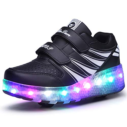 Ufatansy Uforme Kids Wheelies Lightweight Fashion Sneakers LED Light Up Shoes Single Wheel Double Wheels Roller Skate Shoes