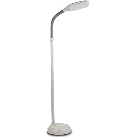 Baltoro LED Floor Lamp - Soft White Reading Light - Built-in step Dimmer -Adjustable Head Pivots in Any Direction Save Energy 12 Watts - White Color - SL5757GL