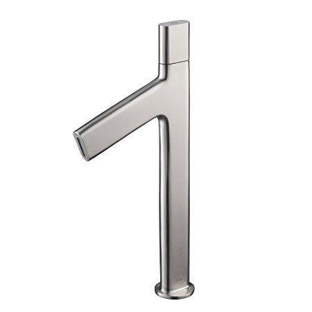 KRAUS Ino Vessel Single Handle Bathroom Faucet with Custom Laminar Flow in Brushed Nickel Finish, KEF-15700BN