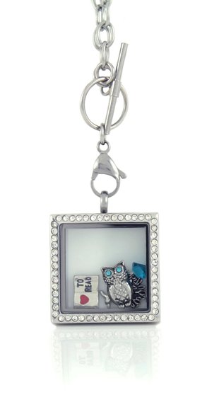 Floating Adjustable Locket Necklace with Choice of 4 Charms and Matching Chain