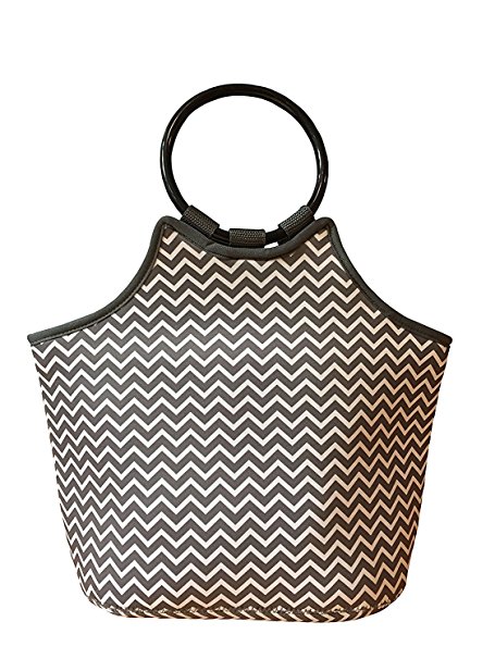 Be...Just be Neoprene, Insulated Lunch Tote (grey and white chevron)