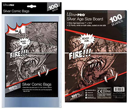 Ultra Pro Silver Age Comic Book Bags and Boards Set for Silver Age Comic Books, 100 Count