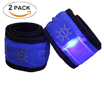 2nd Generation LED Salp Armband ,35cm Glow Bracelets with Replaceable Battery,4 Models (Always bright / Quick Flashing / Strobe/ Off) Glow Band for Running Concert Camping Nightclub (Pack of 2)