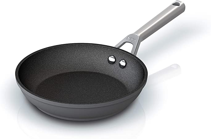 Ninja Foodi NeverStick Premium 8-Inch Fry Pan Nonstick Durable with Double-Riveted Handle and Oven Safe up to 500 Degrees Small Slate Grey