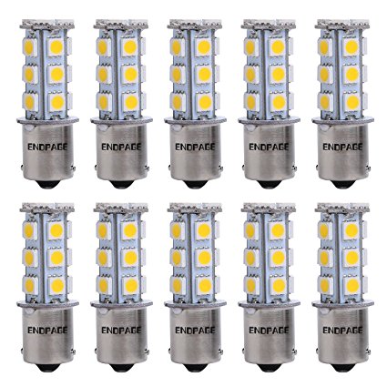 ENDPAGE 10x 1156 BA15S 7506 1003 1141 18-SMD Warm White Car LED Bulbs Replacement for Interior Lights Tail Lights Brake Lamp Backup Reverse Lights Fit RV Camper Van etc.