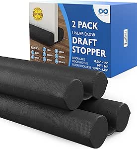 Everlasting Comfort Door Draft Stopper for Bottom of Door - Quick Install, Soundproofing, 2" Thick Foam Door Sweep for bottom of door, Blocks Cold Air & Noise, Fits 30"-36" W, Under Door Draft Stopper