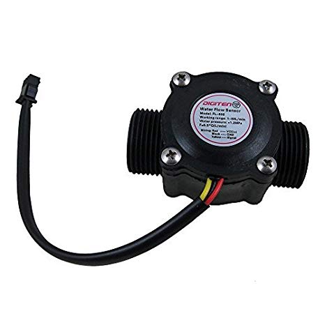 DIGITEN G3/4" Water Flow Sensor, Hall Effect Sensor Switch Flow Meter Flowmeter Counter 1-60L/min - Arduino, Raspberry Pi, and Reverse Osmosis Filter Compatible