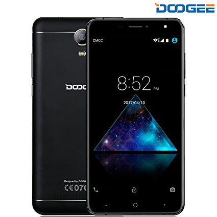 SIM Free Mobile Phones, DOOGEE X7 Android 6.0 Dual SIM Phone - 6.0 inch HD IPS Screen - MTK6580 Quad Core/16GB ROM - 5.0MP   8.0MP Camera - Unlocked 3G Smartphone with 5V 2A Fast Charging, GPS Xender (Black)