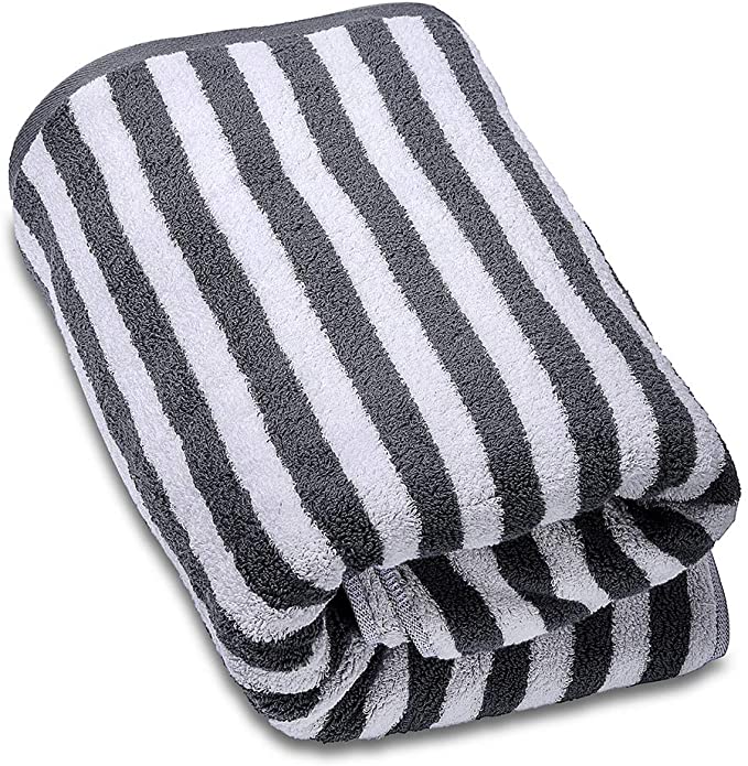 SEMAXE Striped Bath Towel Premium Bathroom Towel Highly Absorbent (Gray and White,1 Bath Towel,600 GSM)