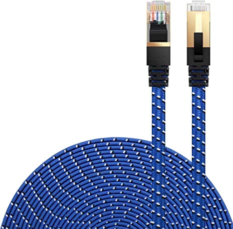 Cat 7 Ethernet Cable, DanYee 6FT Nylon Braided CAT7 High Speed Professional Gold Plated Plug STP Wires CAT 7 RJ45 Ethernet Cable 1.6FT 3FT 6FT 10FT 15FT 25FT 33FT 50FT 65FT 100FT (Blue 6FT)