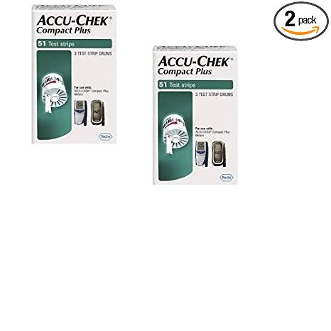 Accu Chek Compact Plus Blood Glucose Test Strips, 51 Count (Pack of 2)