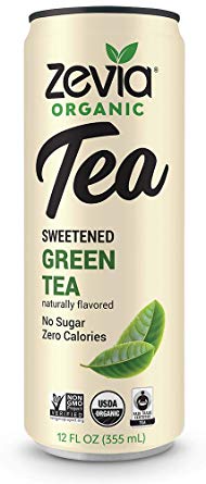 Zevia Organic Green Tea, 12 Count, Sugar-Free Brewed Iced Tea Beverage, Naturally Sweetened with Stevia, Zero Calories, No Artificial Sweeteners