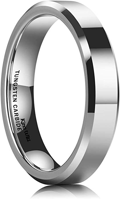 King Will Basic Men's 4mm/5mm/6mm/7mm/8mm Tungsten Carbide Ring Polished Plain Comfort Fit Wedding Engagement Band