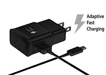 USB Type-C Cable with Adaptive Fast Wall Charger Compatible Galaxy S8 S8 Plus S9 Note 8 and More Class C Charging Phones-Black