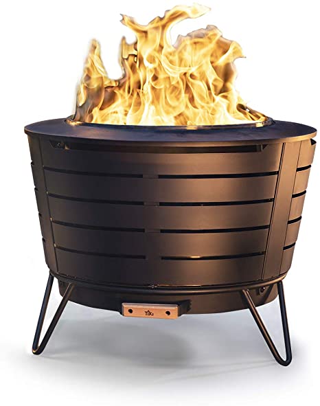 Tiki Brand 25 Inch Stainless Steel Low Smoke Fire Pit - Includes Free Wood Pack and Cover!!