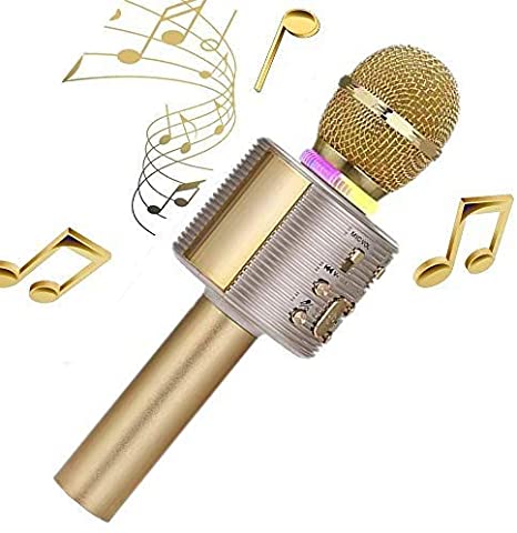 ALLCELE Wireless Karaoke Machine for Party Singing，Karaoke Microphones for Kids Compatible with Android and iOS Device for Home KTV Outdoor，18th Birthday Gifts For Girls (gold)