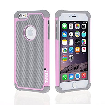 AGRIGLE Shock- Absorption / High Impact Resistant Hybrid Dual Layer Armor Defender Full Body Protective Cover Case For iPhone 6s/ 6 4.7 inch (Gray-Pink)