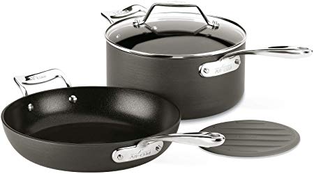 All-Clad H9113S64 Essentials Nonstick Fry Sauce pan, 4-Piece, Grey