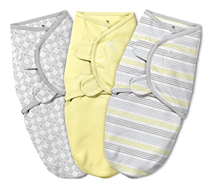 SwaddleMe Original 3 Piece Swaddle, Yellow Stripe, Small (0-3 Months, 7-14 lbs)