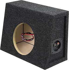 Atrend 8 inch Single Truck Sealed Enclosure Carpeted Car Subwoofer Speaker Box - Improves Audio Quality, Sound and Bass - High Grade MDF Construction with Nickel Finish Speaker Terminal - Black