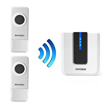 PHYSEN Europe Style Piano Waterproof Wireless Doorbell kit with 2 Push Buttons and 1 Plugin Receiver,1000ft Range,4 Volume Levels and 52 Melodies Chimes,No Battery Required for Receiver