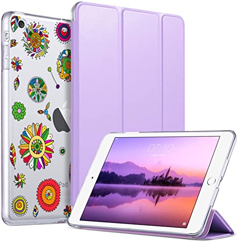 ULAK iPad Mini 3 Case,iPad Mini 2 Case,iPad Mini Case, Slim Bumper Smart Case Stand for Apple iPad Mini 1/2/3 Colorful Clear Back Cover Lightweight with Auto Sleep/Wake Function, Pinwheels