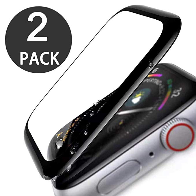 Screen Protector for Apple Watch Series 4 44MM, [2Pack] 3D Curved Edge Scratch Resistant Tempered Glass Film Compatible with Apple iWatch Series 4 44MM (Anti-Bubble, HD Clear)