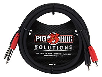Pig Hog PD-R1403 Dual RCA (Male) to Dual 1/4" Mono (Male) Dual Cable, 3 feet