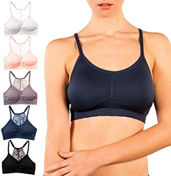 Alyce Intimates Seamless Womens Bra with Lace, Pack of 5