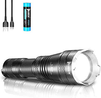 WUBEN L60 Zoomable LED Rechargeable Flashlight, 1200 Lumens Bright Small Handhold Torch - IP68 Waterproof Cree Light for Daily and Outdoor Use (18650 Battery and USB Cable Included)