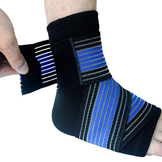 Runflory Ankle Support Brace with Straps, Compression Ankle Foot Sleeve with Adjustable Ankle Strap Wrap Bandage - Ankle Support for Athletics, Injury Recovery, Joint Pain