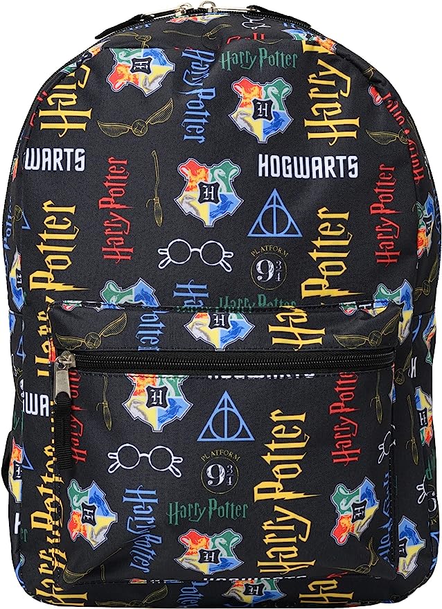 Harry Potter 16" Laptop Backpack Bag Hogwarts Crest All Over Print Cargo