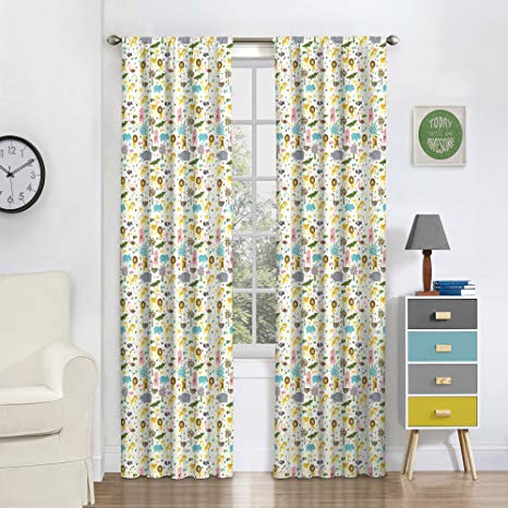 Eclipse 16458042X063MUL Jungle Party 42-Inch by 63-Inch Signle Window Curtain Panel, Multi
