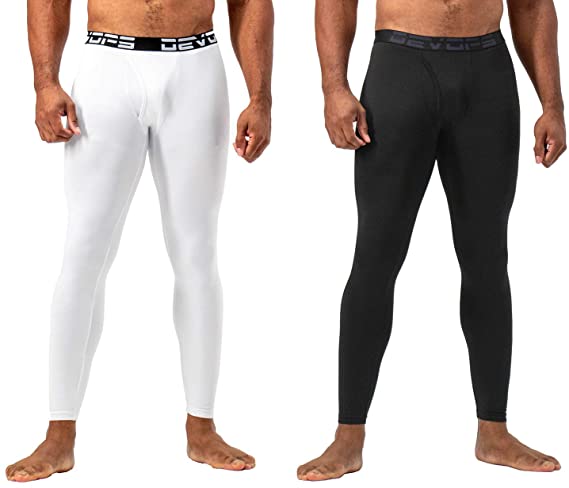 DEVOPS Men's Thermal Compression Pants, Athletic Leggings Base Layer Bottoms (2 Pack)