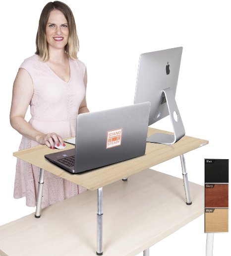 STAND STEADY Executive Standing Desk -Holds 2 Monitors- Award Winning Stand up Desk Converter - Featured in Forbes and The Washington Post! (Maple)