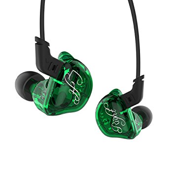 Triple Driver In-Ear Headphones, KZ ZSR High Fidelity Dynamic Hybrid Earbuds(Earphones) (Green)