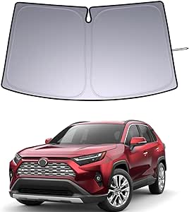 JDMCAR Windshield Sun Shade Compatible with Toyota RAV4 Accessories 2019-2024, Foldable Front Sun Visor, RAV-4 Adventure, Hybrid Prime LE, TRD Off-Road, XL and 2021-2024 RAV4 Prime