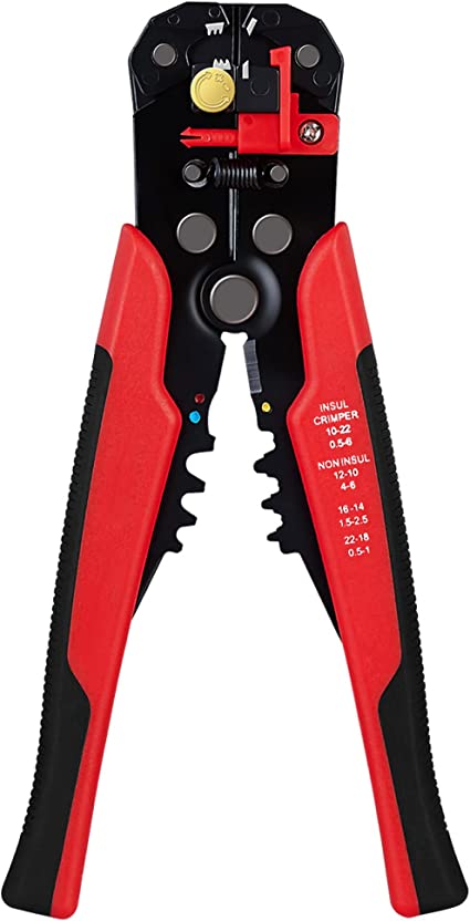 Wire Crimping Tool – Strong Grip Self-Adjusting PVC Handle Crimping Wire Tool for 0.5 - 6mm AWG Wire and Copper Cable – Non Insulated Crimping Tools for Electricians, Maintenance Workers