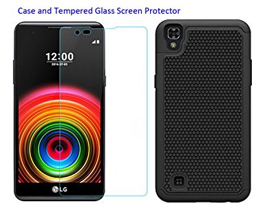 LG X Power Case, Valenth 2 in 1 Hybrid Back Case Shockproof Hard Shell for LG X Power Black/Black