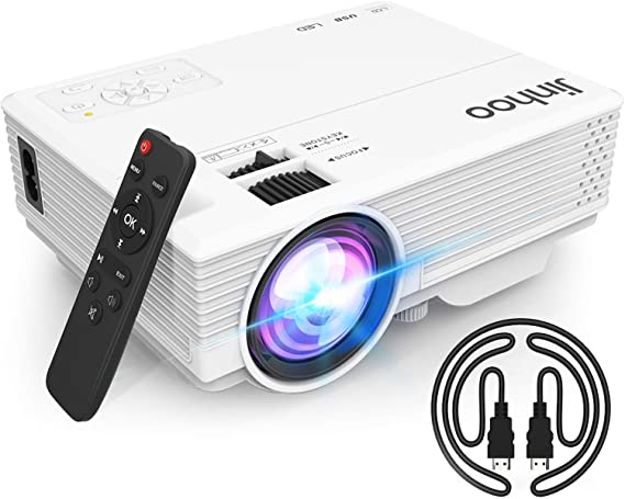 Jinhoo Latest Technology to Phone Projector, Mini Video Projector with 4500 LUX, Synchronize Smartphone Screen, 1080P Supported, Compatible with TV Stick, HDMI, USB, VGA, AV