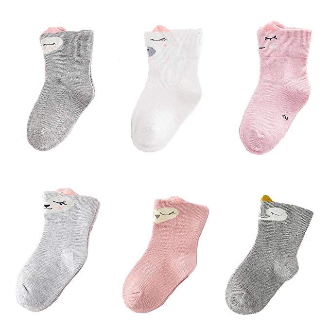 Baby Girl Socks - 6 Pairs Infant Newborn Toddler Cute Animal Socks