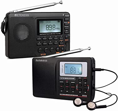 Retekess V115 and V111 Portable AM FM SW Radio MP3 Player with Alarm Clock Sleep Timer for Travel