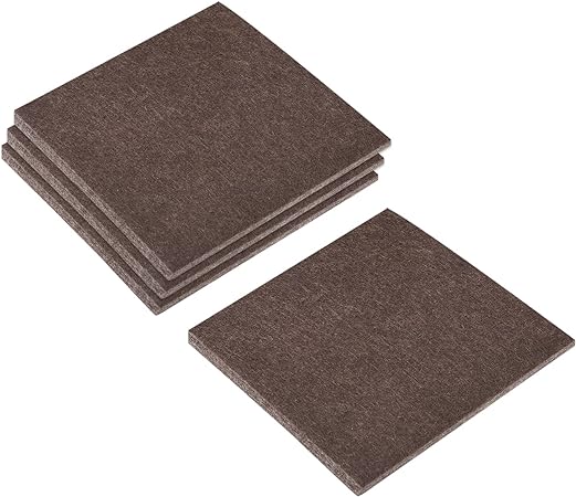 uxcell Felt Furniture Pads, 3.5-inch x 3.5-inch Self Adhesive Cuttable Anti Scratch Square Floor Protectors for Furniture Legs Hardwood Floor, Brown 4Pcs