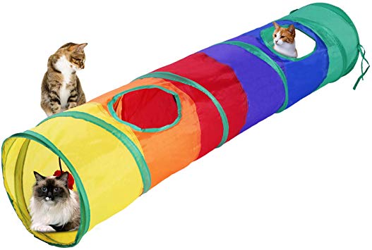 WERTYCITY Cat Tunnel. Large Size, Collapsible Play Toy Tunnel with Ball for Large Cats, Dogs, Rabbits, Puppy, Kitty, Kitten Indoor/Outdoor Use