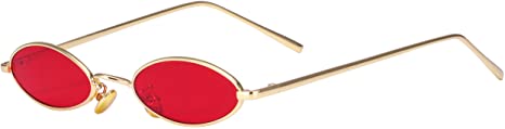 AOOFFIV Vintage Slender Oval Sunglasses Small Metal Frame Candy Colors