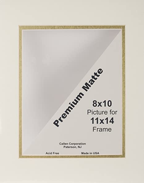Callen Photo Mat Double Hand Cut with Bevel Edge, 11 by 14-Inch, Ivory/Gold Core