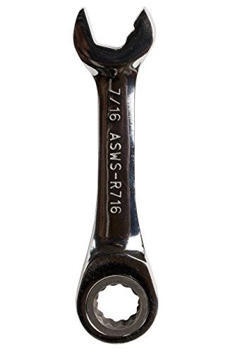 Jonard Tools ASWS-R716 Ratcheting Speed Wrench, Stubby, 7/16"
